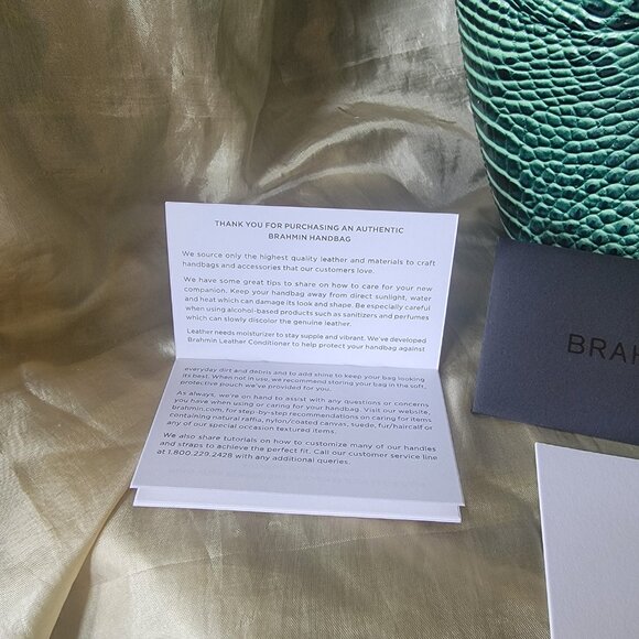 The Brahmin Mod Bowie Satchel in Myrtle Melbourne Croc Embossed Green Leather - Picture 8 of 8